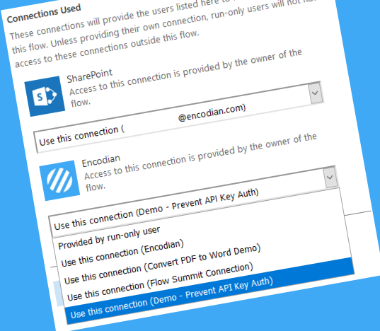 Prevent users needing to enter an API Key in Power Automate