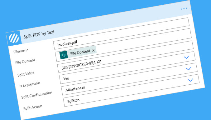 Split a PDF document by text value using Power Automate