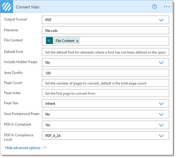 Convert Visio PDF/A